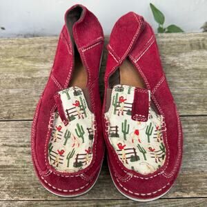 Ariat Cruisers Red Cactus Cowgirl Old West Slip On Shoes Mocs 10024768 7.5B